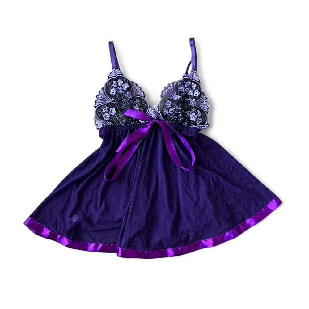 Vintage H.O.T. Purple Lace Babydoll Top – Size S